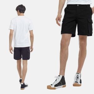 NWOT THE KOOPLES Men Black Cotton Denim Cargo Shorts Pockets Bermuda Size  30/31
